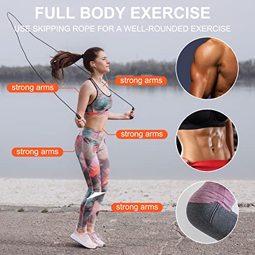 Image of Firschoie Skipping Rope, 3M Adjustable Length, Non-Slip Soft Foam Grip for Fitness Resistance Weight Loss Aerobic Exercise, Suitable for Kids and Adults(Black)