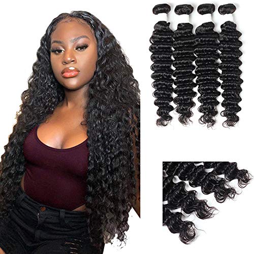 Brazilian Deep Wave Bundles 100% Unprocessed Human Hair Bundles Deep Wave 4 Bundles Natural Color Soft