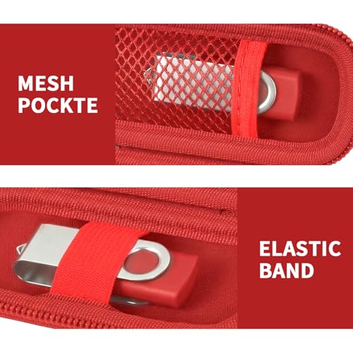 USB Flash Drive Case, SD Card Holder Compatible with Thumb Drive, Memory Cards, SDXC SDHC Storage Bag, Electronic Accessories Organizer for SanDisk for Samsung for Inland (All Red)