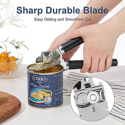 Can Opener, Manual Can Opener with Durable Stainless Steel Blade Anti-slip Hand Grip & Large Turning Knob, Heavy Duty Can Opener Smooth Edge Food Safety for Seniors with Arthritis Hands Friendly - Thumbnail 2