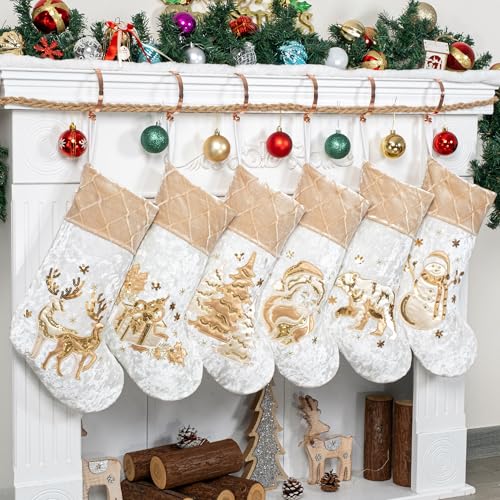 LUBOT New Christmas Stockings Set of 6 Embroidered...