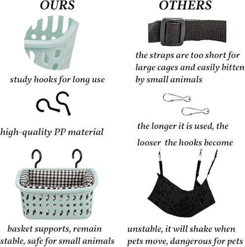 Image of JWShang Rat Hammock for Cage - Small Animal Hanging Basket Bed with Sturdy Hooks, Cozy Pet Rat Cage Accessories for Guinea Pig Chinchilla Sugar Glider Ferret (Blue, L)