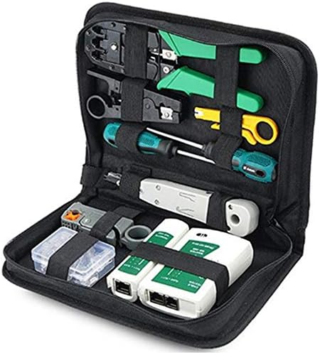 GFFG Network Tool Kit Professional, Network Cable Repair Set Cat6 Cat5e Rj45 Crimp Tool 8P8C 4P4C 6P6C Connectors Cable Tester Screwdriver Stripping Pliers Tool Set Wire Crimper Connector