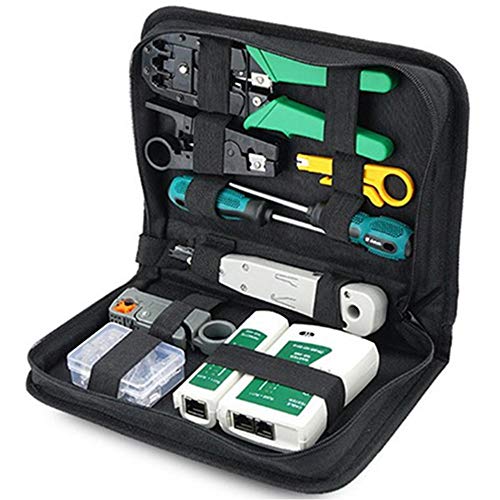 GFFG - GFFG Network Tool Kit Professional, Network Cable Repair Set Cat6 Cat5e Rj45 Crimp Tool 8P8C 4P4C 6P6C Connectors Cable Tester Screwdriver Stripping Pliers Tool Set Wire Crimper Connector