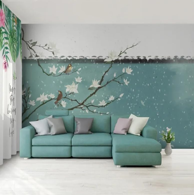 Fresque peinture murale fleurs pour ambiance retro de KTV et cave