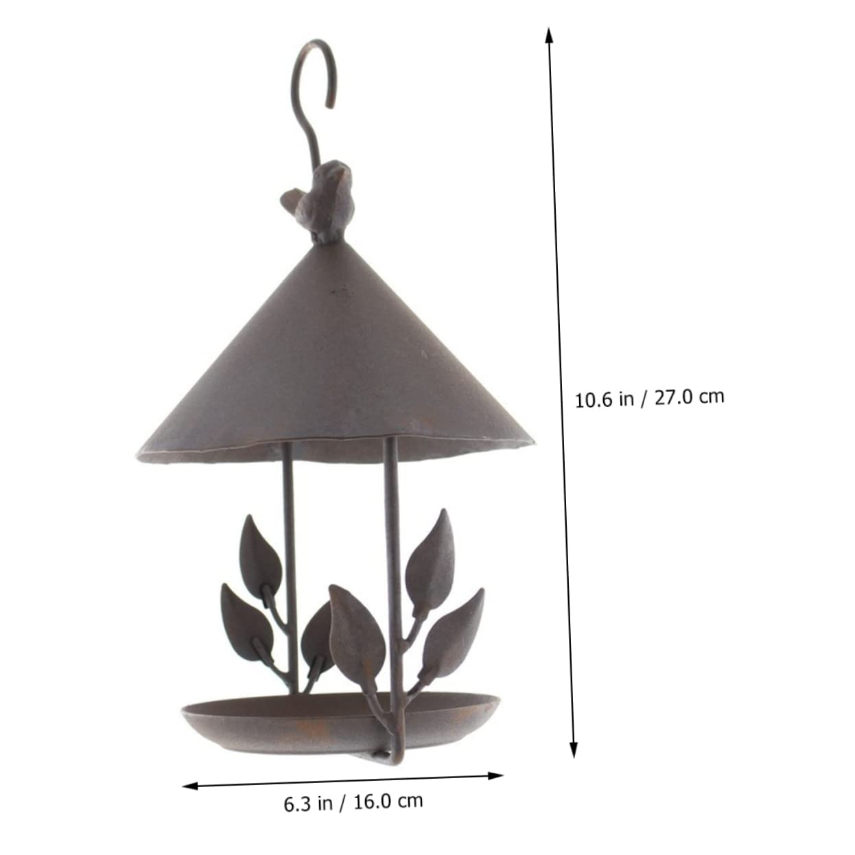 Mangiatoia per Uccelli da Giardino in Ferro Design Unico Sospesa per Pappagalli e Uccelli, Decorazione per Spazi Esterni e Patio