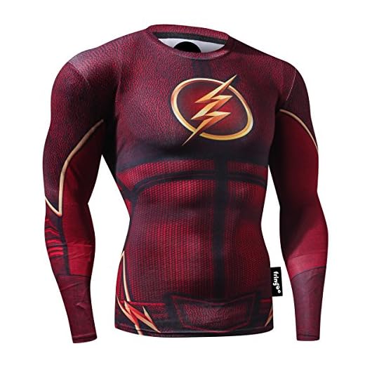 Nessfit Camiseta de compresión de manga larga para hombre, diseño de superhéroe, para gimnasio, correr, entrenamiento, fitness, camiseta interior, Superhero 2, M