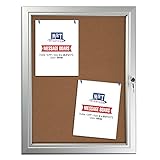 M&T Displays Enclosed Cork Bulletin Board 19.49x26.18 Inches Silver Aluminum 4X(8.5x11)' Outdoor Noticeboard for Office School Classroom Hospital Commercial Use