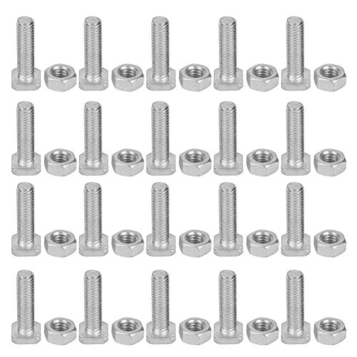 TOPINCN 20 Set 22mm M6x22 Bolts and M6 Nut Aluminium Nuts & Bolts Set Tool Accessory Good Replacement for Greenhouse
