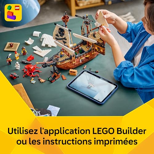 LEGO Creator 3-en-1 Bateau Pirate Mythique - Jouet - Maquette se Transformant en Château ou Bateaux Jumeaux - Décoration Chambre d'enfant - Cadeau d'anniversaire pour Garçon ou Fille dès 9 Ans 31387