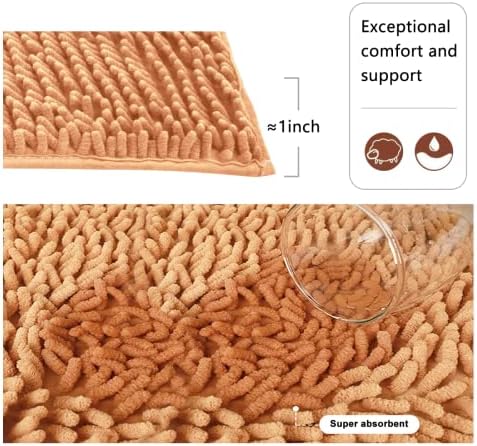 NYKKOLA Soft Shaggy Non Slip Absorbent Bath Mat Bathroom Mats Shower Rugs Shag Carpet Bathmat (orange)