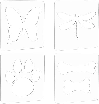 PH PandaHall 4PCS Motion Quilting Ruler and Templates, Dog Paw Acrylic Quilting Templates Bones Dragonfly Butterfly Transparent Acrylic Template for Domestic Sewing Machine