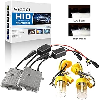 Sidaqi H7 HID Kit 6000K Xenon White with 2 Slim 55W HID Ballasts H7 Xenon Conversion Kit Replacement For Car Hi/Lo Beam,Headlight 12V