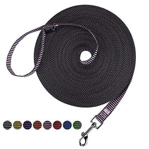 Image of Hi Kiss Dog /Puppy Obedience Recall Training Agility Lead - 15ft 20ft 30ft 50ft 100ft Training Leash - Great for Training, Play, Camping, or Backyard(50ft,BL+PK)