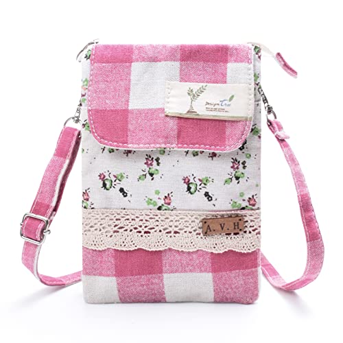 LassZone 5 Pockets Canvas Crossbody Bag Purse for Women Summer Beach Bag Shoulder Bags Phone Bag Travel Bag Pouch Bags