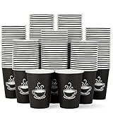 TV TOPVALUE 12 oz 210 Pack Paper Coffee Cups, Disposable Black Paper Cups for Hot Drinking, Water, Tea, Used for Cafes, Offices, and Events