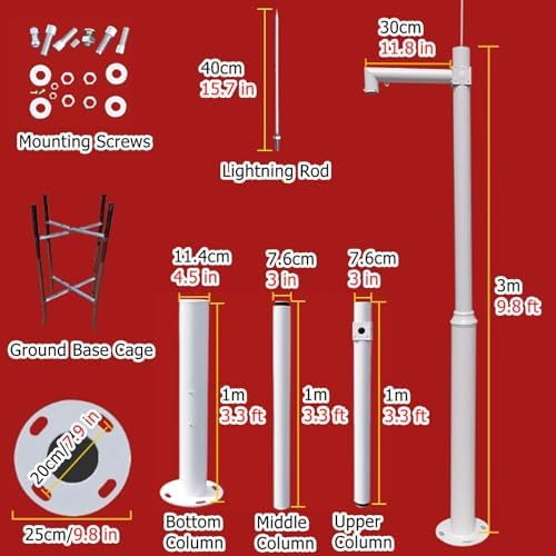 Adjustable 9.8ft Outdoor Security Camera Stand - Durable White Metal Surveillance Column for Home, Farm, Warehouse, Mall - Weatherproof & Height Adjustable 2-6M Kit