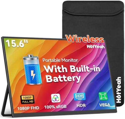 Wireless Portable Monitor Battery-Powered, Support AirPlay Miraca...