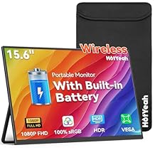 Wireless Portable Monitor Battery-Powered, Support AirPlay Miracast, 15.6" 1080P IPS Monitor USB-C HDMI External Display, 2nd Screen for Laptop MacBook PC Phone Tablet, w/Built-in Battery4- 5H