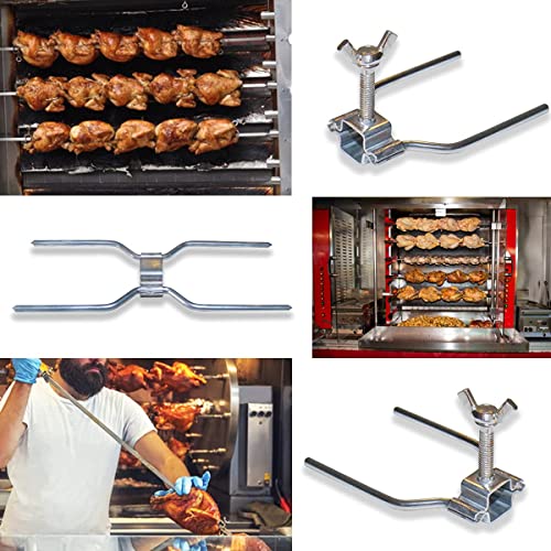 Miniatura 3 de Goldman Service Kit Pinchos Asador Pollo De Acero. Utensilio Horquillas Tenedor Para Asadores Profesionales Giratorios. Recambio Universal. 1 Grapa Central Doble Y 2 Laterales Con Tornillo