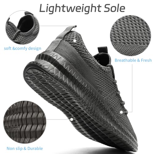 Image of Men Non-Slip Work Shoes Tennis Gym Sneakers Breathable Slip Resistant Lightweight and Comfortable for All-Day Wear Sports and Walking