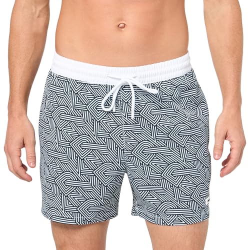 DKNY Men's Standard Stretch Quick Dry Volley UPF 40+ Protection Swim Trunk, Crosswalk