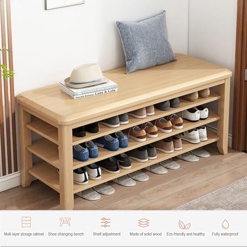Banc à chaussures en bois massif pour un couloir et un salon toujours accueillants - 3