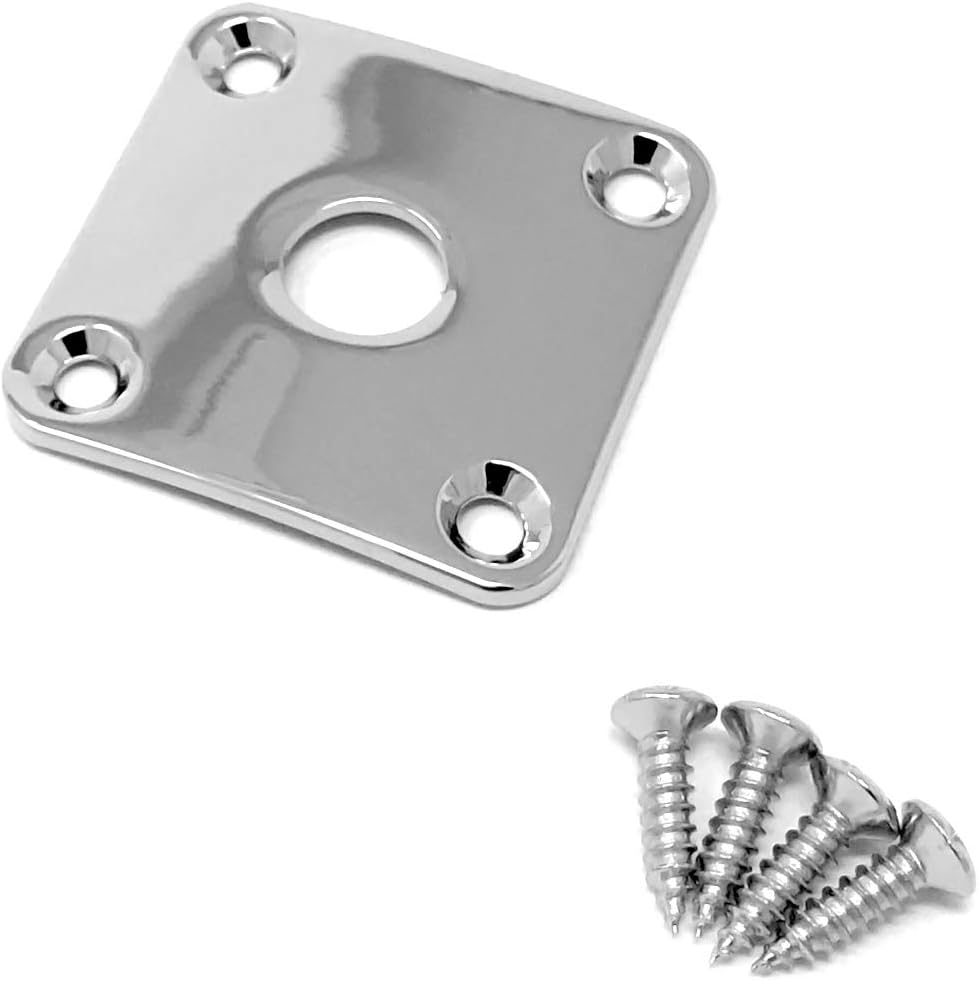 Gold Metal Jack Plate compatible with Gibson Les Paul Guitar Square Curved with Screws JPS30-GLD