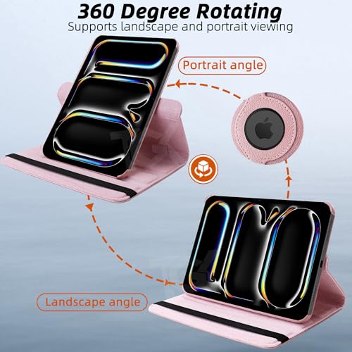 Image of TGK Rotating Case for iPad Pro 11 Inch M5 2025 /M4 2024 Model A3357 /A3358 /A3359 /A2836 /A2837 /A3006, Cover for 6th /5th Gen iPad Pro 11 inch (Rose Gold)