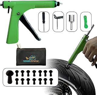 GRAND PITSTOP Tubeless Tyre Puncture Repair Kit for Motorcycle, Cars with Mushroom Plugs (15 Mushroom Plugs) (Gun Kit)