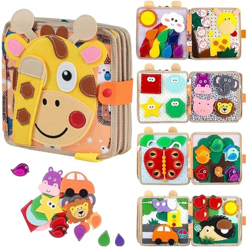 Beauenty Montessori Baby Busy Book DIY Toddlers Cognition Fun Sticker Book for Kids Preschool Activity Binder Quiet Book Suitable for Boys and Girls Over 3 years Old to Learn Books (style 2)