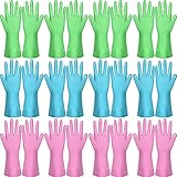 Yoande 12 Pairs Dishwashing Rubber Gloves Rubber Kitchen Reusable Cleaning Waterproof Household Gloves for Cleaning Washing Working Painting