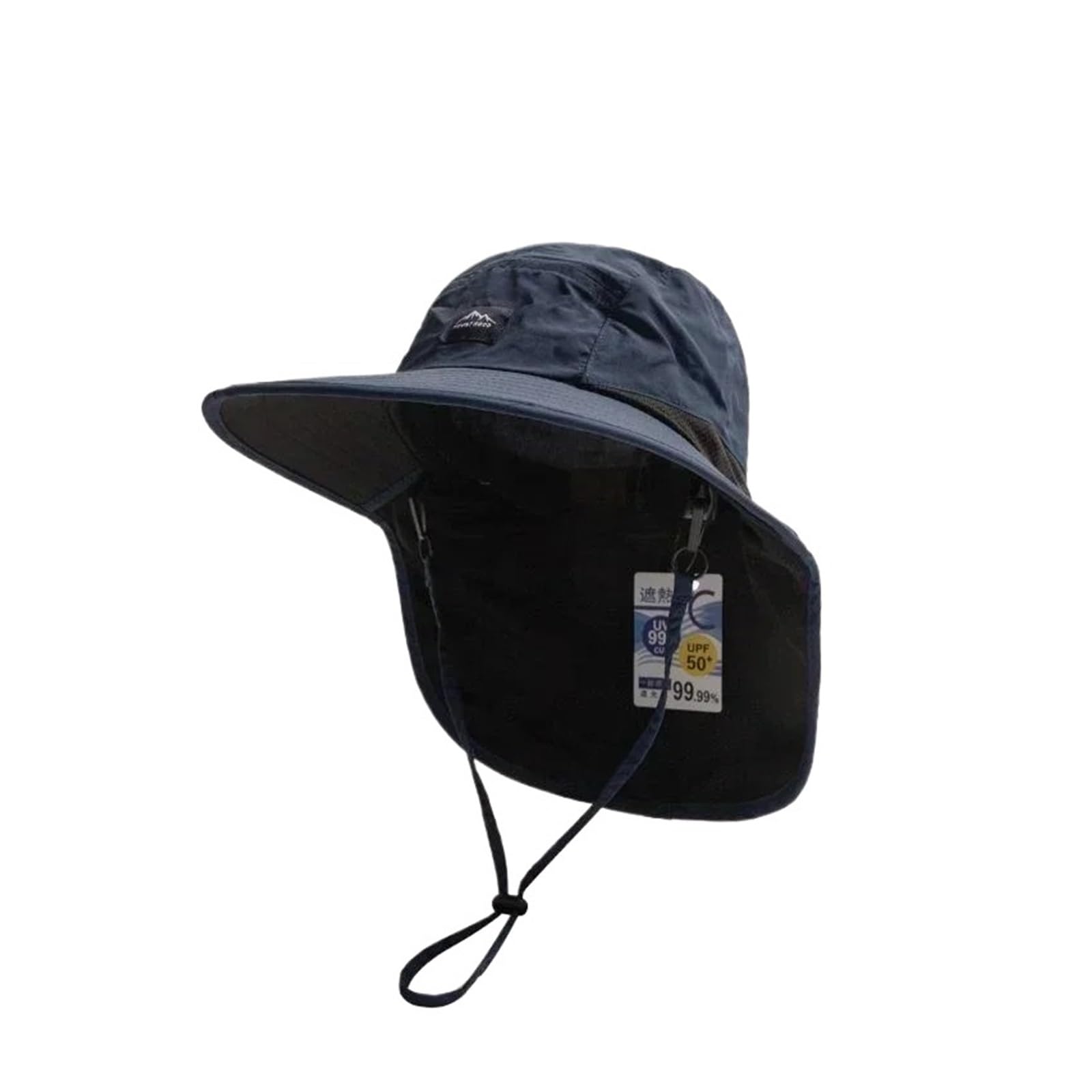 Cappello a Secchiello a Tesa Larga in Poliestere 1pz con Patta sul Collo 56-58 cm