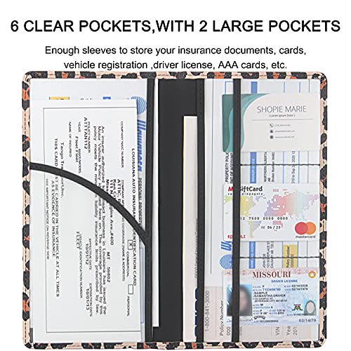 Image of LumiMokki Premium Car Registration & Insurance Card Holder with Magnetic Shut, Vehicle Glove Box Car Organizer - For Documents, Cards, License (Leopard A)