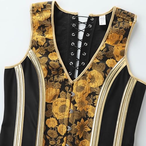 Men's Corset Suit Vest Lace Up Bones Vintage Dress Waistcoat Slimming Formal Tops For Wedding Stage3