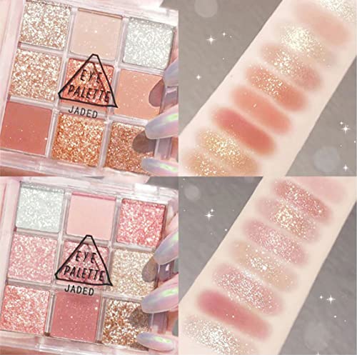 Lovelycat Eye Shadow Palette Makeup Red Eyeshadow Palette Eye Shadow Sticks Matte Shimme Eye Shadow Applicator Sticks Long Lasting, All Skin Blendable Colorful 9 Color Gift Kit (pink)