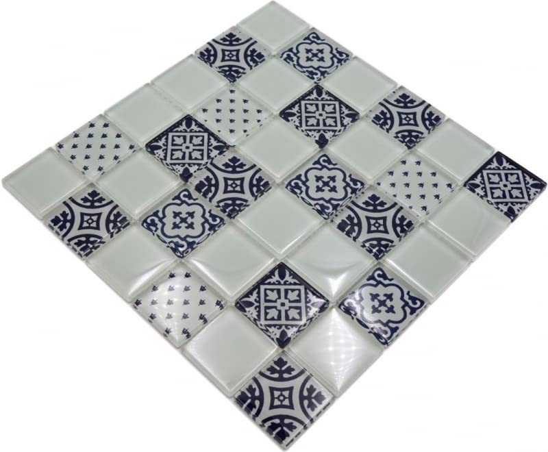 Mosaïque Carreaux Translucides Rétro – Cristal Optique Blanc – 1 Plaque 78B-0103_b