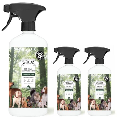 FAMFRESH Pet Odor Deodorizer Spray,16.9 Fl Oz & Two 3.4 Fl Oz Mini Bottles - Dog Deodorizing Spray Natural Forest Scent Pet Odor Neutralizer for Smelly Dogs for Home Pets Potty Furniture