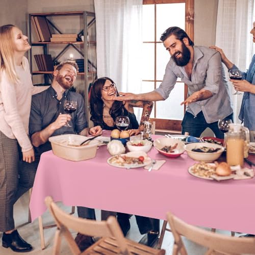 Pink Table Cloth Rectangle Table Lime Cloth Plastic Table Cloth Disposable Table Cloths for Birthday Party Decor Wedding Decoration Pink Tablecloth Disposable Tablecloths 137X274cm Table Covers,2PCS