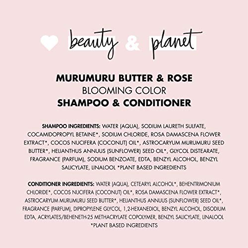 Love Beauty And Planet Shampoo & Conditioner For Color-Treated Hair Murumuru Butter & Rose Shampoo And Conditioner Silicone Free, Paraben Free And Vegan, White, 13.5 Fl Oz (Pack Of 2) #TOP6