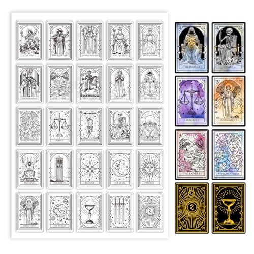 GLOBLELAND Tarjetas de tarot transparentes para hacer tarjetas, sellos transparentes de adivinación mágica, sellos transparentes de 5.8 x 8.25 pulgadas, sellos transparentes para manualidades, álbumes