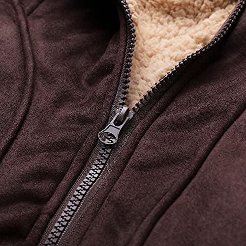 Phshy Mens Faux Fur Jacket Sherpa Lined Fleece Shearling Coat Warm Military Cargo Trucker Aviator Bomber Jacket Outwear #TOP6