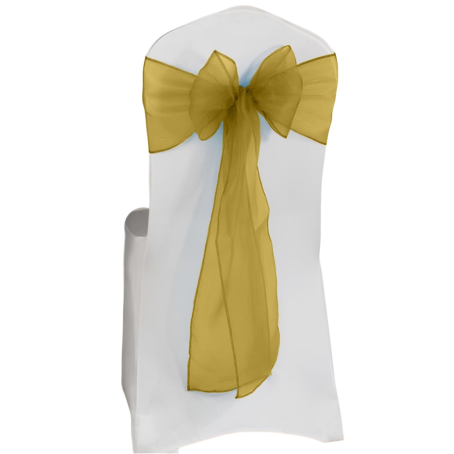 Linen Gold Organza Chair Bows Chair Tie Sash Wider Sashes Fuller Bow Party Decoration (, 200 Pcs)