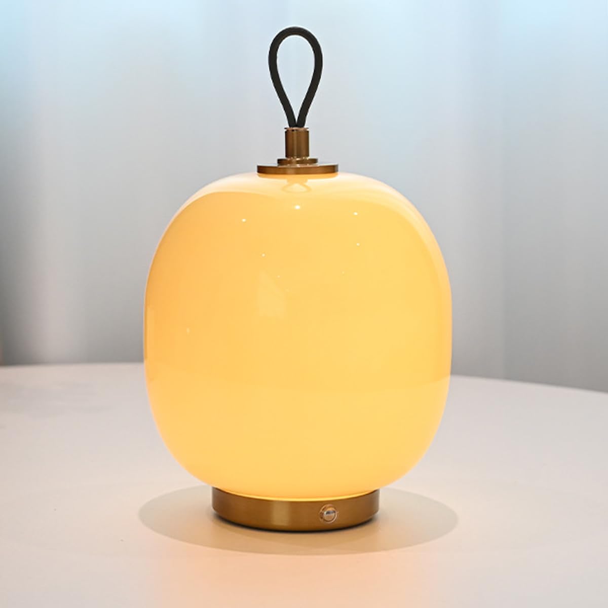 OOWOKS Lámpara de mesa LED naranja de cristal vintage redonda inalámbrica con regulador táctil recargable por USB 2000 mAh 3 temperaturas de color lámpara retro esférica luz nocturna decorativa,Beige