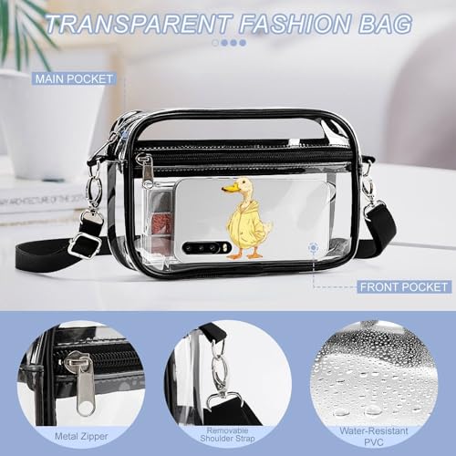 Cool Duck In Sweatshirt Clear Stadium Bag Clear Mini Messenger Bags with 2 Compartments Crossbody Bag4