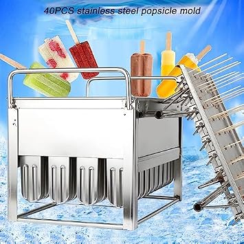 40-Cavity 304 Stainless Steel Popsicle Molds - Durables Ice Cream Maker for DIY Treats, Easy to Clean, Perfects for Home and Commercial Use