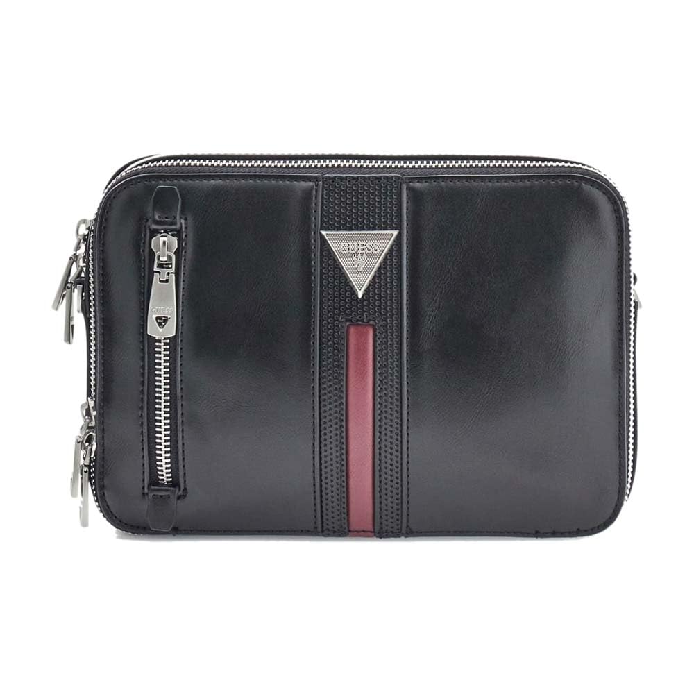 Guess Men's Noir Double Zip Camera Shoulder Bag Torino