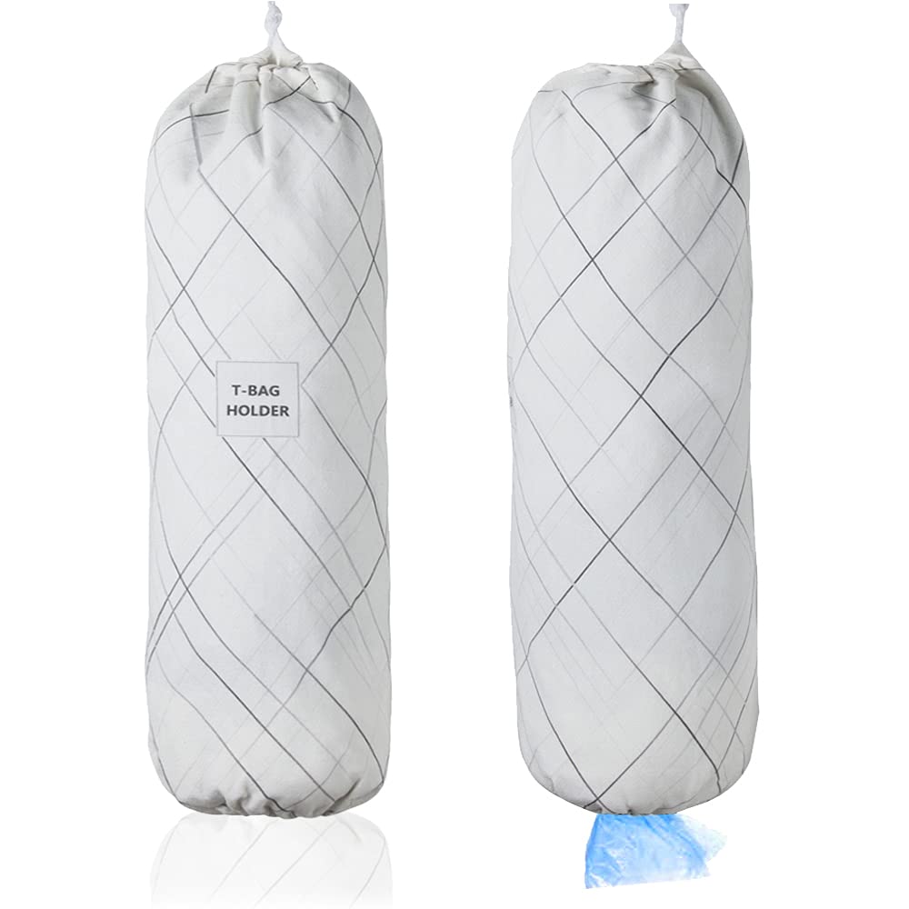 Plastic Bag Holder, Wall Mount Plastic Bag Organizer Dispenser, Heavy Duty Grocery Bag Storage Holder, Hanging Shopping Bag Holder for Home Kitchen Camper (Simple Lines)