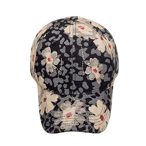 Fashion Women Men Sport Flowers Print Breathable Beach Baseball Cap Hip Hop Hat Sun Hat Yoga Hats For Men Black #TOP3