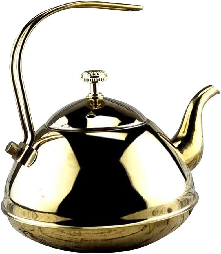 Tea kettle, 2L Camping Pot with Handle for Stovetops Coffee Hiking Water Gold(Gold)